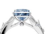 White gold Fancy Blue Princess  Brilliant Solitaire with Leaf Motif Band and Four-Prong Setting_66