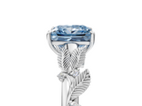 White gold Fancy Blue Princess  Brilliant Solitaire with Leaf Motif Band and Four-Prong Setting_67