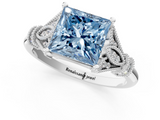 White gold Fancy Blue Princess  Brilliant Solitaire with Pave Band and Four-Prong Setting_21