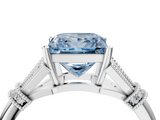White gold Fancy Blue Princess  Brilliant Solitaire with Pave Band and Four-Prong Setting_24