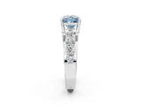 White gold Fancy Blue Princess  Brilliant Solitaire with Side Stones on a Pave Band and Four-Prong Setting_32