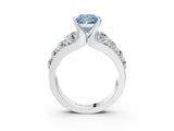 White gold Fancy Blue Princess  Brilliant Solitaire with Side Stones on a Pave Band and Four-Prong Setting_33