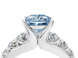 White gold Fancy Blue Princess  Brilliant Solitaire with Side Stones on a Pave Band and Four-Prong Setting_34