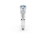 White gold Fancy Blue Princess  Brilliant Solitaire with Side Stones on a Pave Band and Four-Prong Setting_62