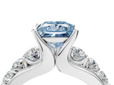 White gold Fancy Blue Princess  Brilliant Solitaire with Side Stones on a Pave Band and Four-Prong Setting_65
