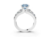 White gold Fancy Blue Princess  Brilliant Solitaire with Side Stones on a Pave Band and Four-Prong Setting_65