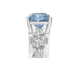 White gold Fancy Blue Princess  Brilliant Solitaire with Side Stones on a Pave Band and Four-Prong Setting_67