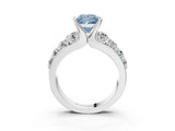 White gold Fancy Blue Princess  Brilliant Solitaire with Side Stones on a Pave Band and Four-Prong Setting_87