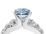 White gold Fancy Blue Princess  Brilliant Solitaire with Side Stones on a Pave Band and Four-Prong Setting_88
