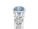 White gold Fancy Blue Princess  Brilliant Solitaire with Side Stones on a Pave Band and Four-Prong Setting_89