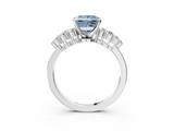 White gold Fancy Blue Princess  Cluster Diamond Engagement Ring with Pavé Band and Four-Prong Setting_52