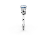 White gold Fancy Blue Princess  Cluster Diamond Engagement Ring with Pavé Band and Four-Prong Setting_64