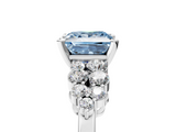 White gold Fancy Blue Princess  Cluster Diamond Engagement Ring with Pavé Band and Four-Prong Setting_67