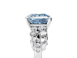 White gold Fancy Blue Princess  Cluster Diamond Engagement Ring with Pavé Band and Four-Prong Setting_84
