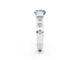 White gold Fancy Blue Princess Cut Brilliant Channel-Set Diamond Ring with Bezel Prong Setting_14