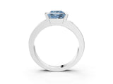 White gold Fancy Blue Princess Cut Brilliant Channel-Set Diamond Ring with Bezel Prong Setting_15