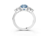 White gold Fancy Blue Princess Cut Brilliant Diamond Cluster Accent Solitaire Ring with Prong Setting_27