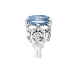 White gold Fancy Blue Princess Cut Brilliant Diamond Cluster Accent Solitaire Ring with Prong Setting_29