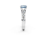 White gold Fancy Blue Princess Cut Brilliant Diamond Pavé Band with Six-Prong Setting_14