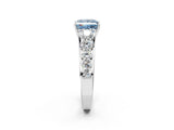White gold Fancy Blue Princess Cut Brilliant Diamond Pavé Band with Six-Prong Setting_14