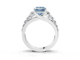 White gold Fancy Blue Princess Cut Brilliant Diamond Pavé Band with Six-Prong Setting_15