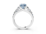 White gold Fancy Blue Princess Cut Brilliant Diamond Pavé Band with Six-Prong Setting_15