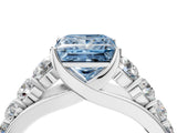 White gold Fancy Blue Princess Cut Brilliant Diamond Pavé Band with Six-Prong Setting_16