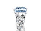 White gold Fancy Blue Princess Cut Brilliant Diamond Pavé Band with Six-Prong Setting_17
