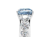 White gold Fancy Blue Princess Cut Brilliant Diamond Pavé Band with Six-Prong Setting_17