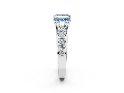 White gold Fancy Blue Princess Cut Brilliant Diamond Pavé Band with Six-Prong Setting_2