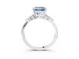 White gold Fancy Blue Princess Cut Brilliant Diamond Solitaire Ring with Pear Side Stones and Four-Prong Setting_9