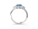 White gold Fancy Blue Princess Cut Brilliant Diamond with Cluster Setting on a Beaded Band and Four-Prong Setting_27