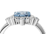 White gold Fancy Blue Princess Cut Brilliant Diamond with Cluster Setting on a Beaded Band and Four-Prong Setting_28