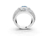 White gold Fancy Blue Princess Cut Brilliant Halo Pave Diamond Milgrain Ring_3