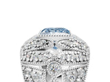 White gold Fancy Blue Princess Cut Brilliant Halo Pave Diamond Milgrain Ring_5