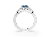 White gold Fancy Blue Princess Cut Brilliant Milgrain Pave Heart Band Solitaire Ring_15