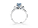 White gold Fancy Blue Princess Cut Brilliant Three-Stone Diamond Ring with Pavé Band and Four-Prong Setting_18
