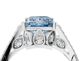 White gold Fancy Blue Princess  Cut Cathedral Pave Diamond Engagement Ring with Six-Prong Setting_36