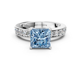White gold Fancy Blue Princess  Cut Channel Set Diamond Engagement Ring with Four-Prong Setting_317