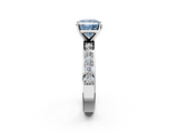 White gold Fancy Blue Princess  Cut Channel Set Diamond Engagement Ring with Four-Prong Setting_323