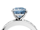 White gold Fancy Blue Princess  Cut Channel Set Diamond Engagement Ring with Four-Prong Setting_325