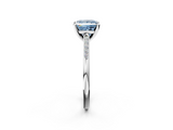White gold Fancy Blue Princess  Cut Channel Set Solitaire Engagement Ring with Four-Prong Setting_237