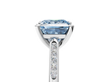 White gold Fancy Blue Princess  Cut Channel Set Solitaire Engagement Ring with Four-Prong Setting_240