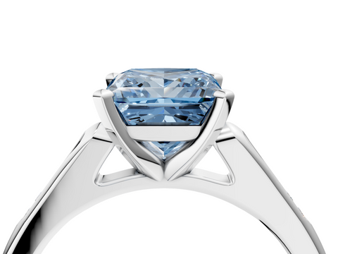 White gold Fancy Blue Princess  Cut Channel Set Solitaire Engagement Ring with Four-Prong Setting_246