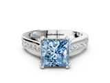 White gold Fancy Blue Princess  Cut Channel Set Solitaire Engagement Ring with Prong Setting_20