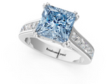 White gold Fancy Blue Princess  Cut Channel Set Solitaire Engagement Ring with Prong Setting_21