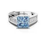 White gold Fancy Blue Princess Cut Cut Channel Set Solitaire Ring with Four-Prong Setting_12