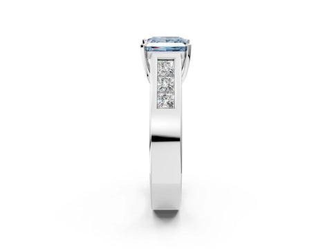 White gold Fancy Blue Princess Cut Cut Channel Set Solitaire Ring with Four-Prong Setting_14