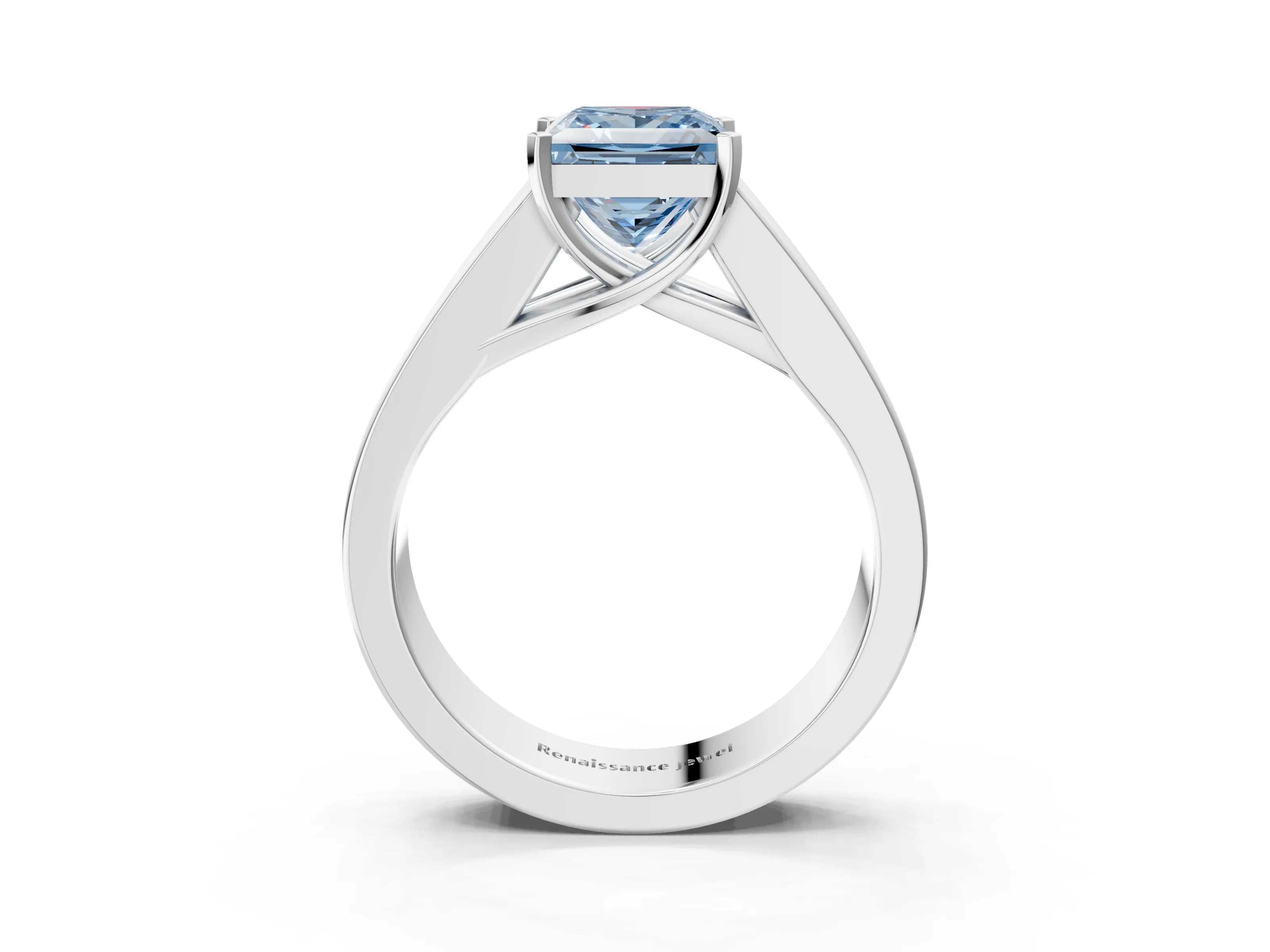 White gold Fancy Blue Princess Cut Cut Channel Set Solitaire Ring with Four-Prong Setting_15