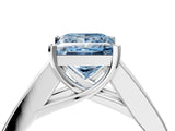 White gold Fancy Blue Princess Cut Cut Channel Set Solitaire Ring with Four-Prong Setting_16